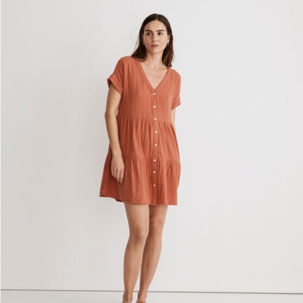 Women's Terracotta Button-Down Dress